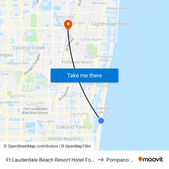 Ft Lauderdale Beach Resort Hotel Fort Lauderdale to Pompano Beach map