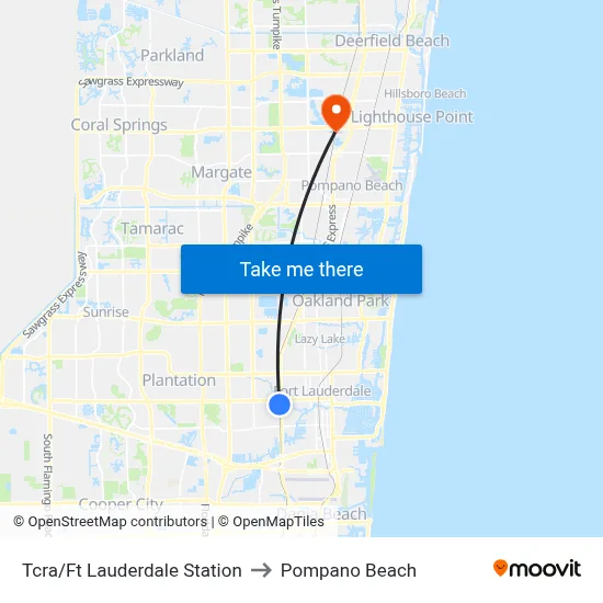 Tcra/Ft Lauderdale Station to Pompano Beach map