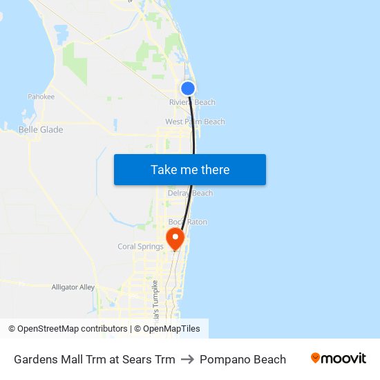 GARDENS MALL TRM at SEARS TRM to Pompano Beach map