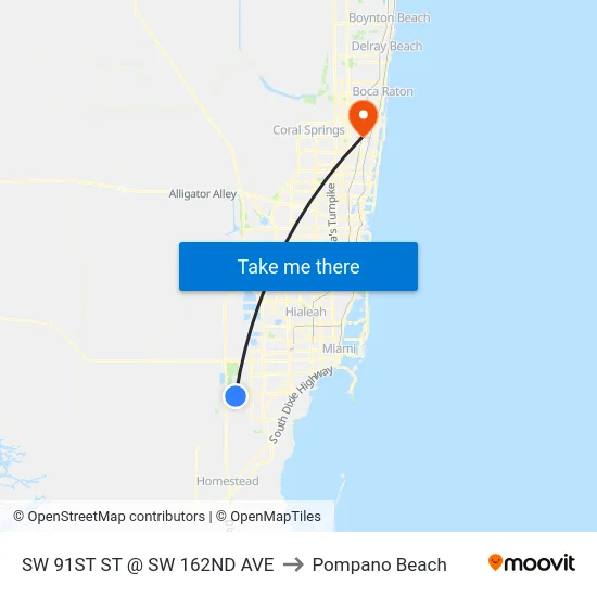 Sw 91st St @ Sw 162nd Ave to Pompano Beach map