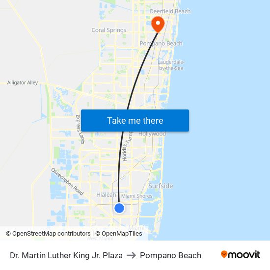 Dr. Martin Luther King Jr. Plaza to Pompano Beach map