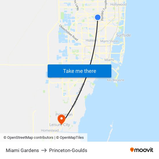 Miami Gardens to Princeton-Goulds map