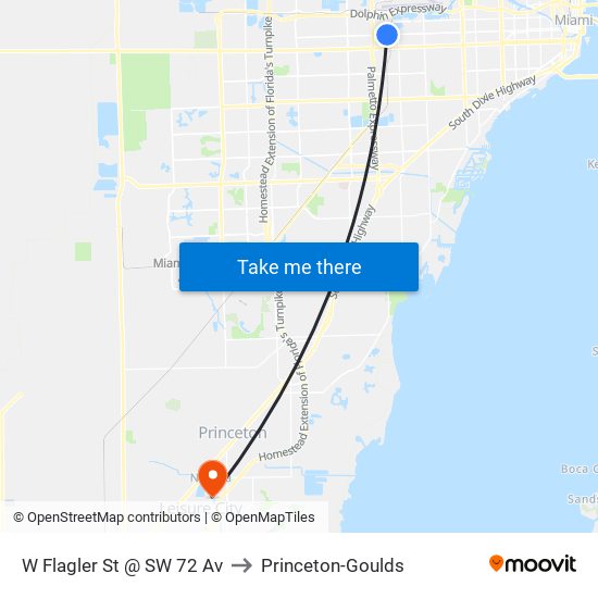 W Flagler St @ SW 72 Av to Princeton-Goulds map