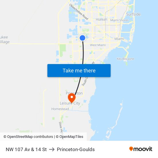 NW 107 Av & 14 St to Princeton-Goulds map