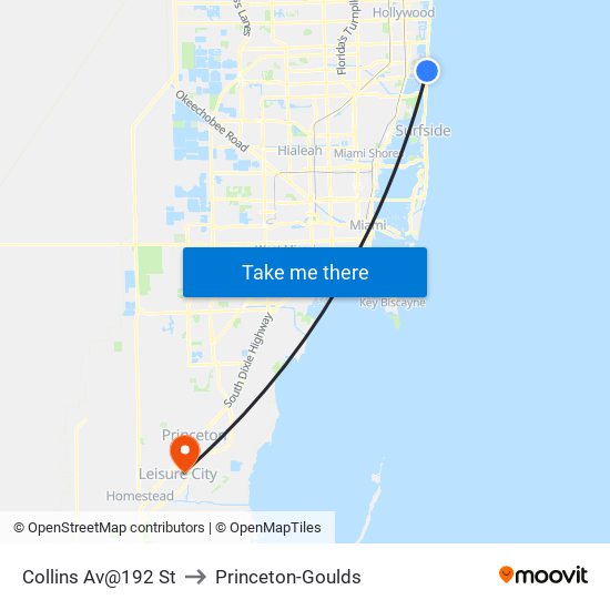 Collins Av@192 St to Princeton-Goulds map