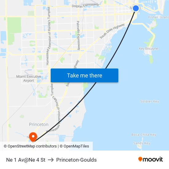 Ne 1 Av@Ne 4 St to Princeton-Goulds map