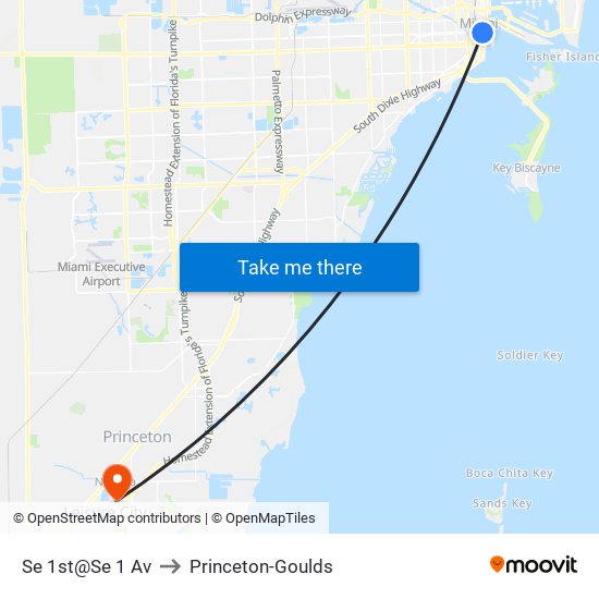 Se 1st@Se 1 Av to Princeton-Goulds map