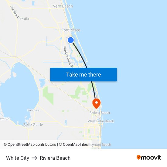 White City to Riviera Beach map