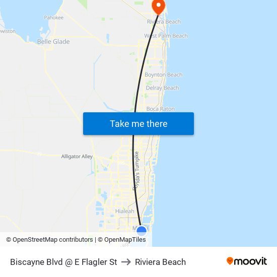Biscayne Blvd @ E Flagler St to Riviera Beach map