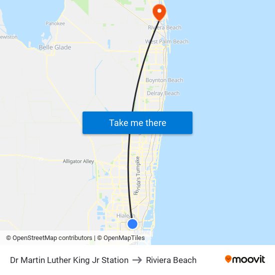 Dr Martin Luther King Jr Station to Riviera Beach map