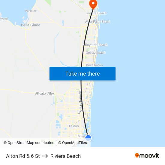 Alton Rd & 6 St to Riviera Beach map