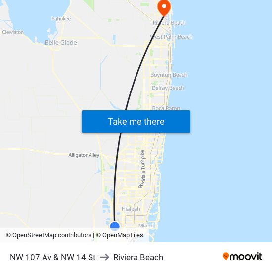 NW 107 Av & NW 14 St to Riviera Beach map