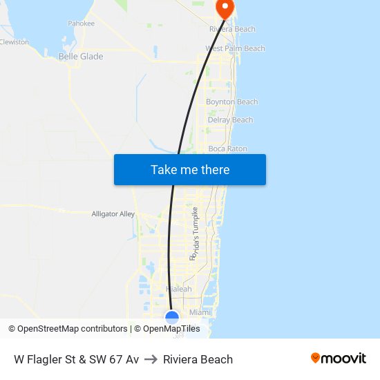 W Flagler St & SW 67 Av to Riviera Beach map