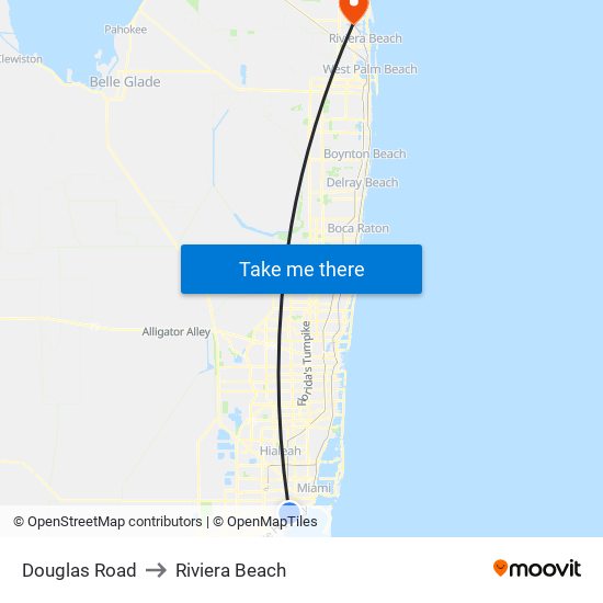 Douglas Road to Riviera Beach map