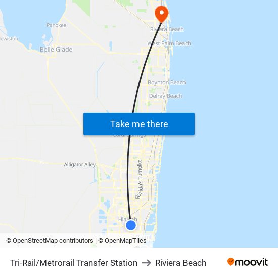 Tri-Rail/Metrorail Transfer Station to Riviera Beach map