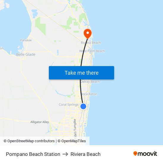 Pompano Beach Station to Riviera Beach map