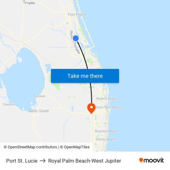 Port St. Lucie to Royal Palm Beach-West Jupiter map