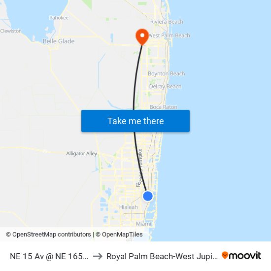 NE 15 Av @ NE 165 St to Royal Palm Beach-West Jupiter map