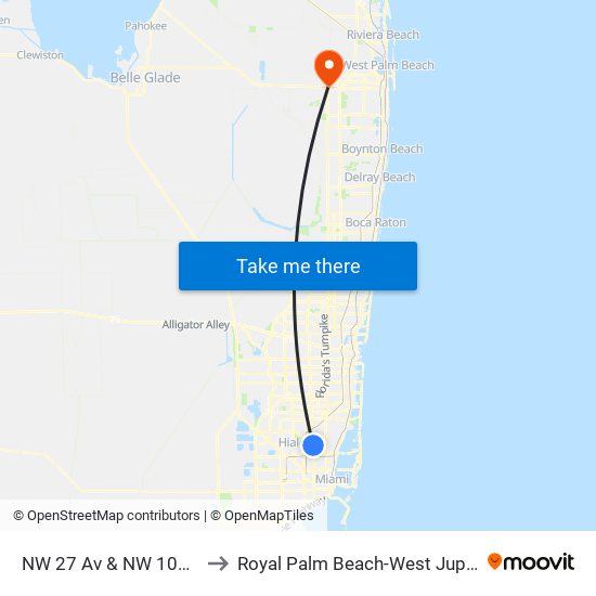 NW 27 Av & NW 103 St to Royal Palm Beach-West Jupiter map