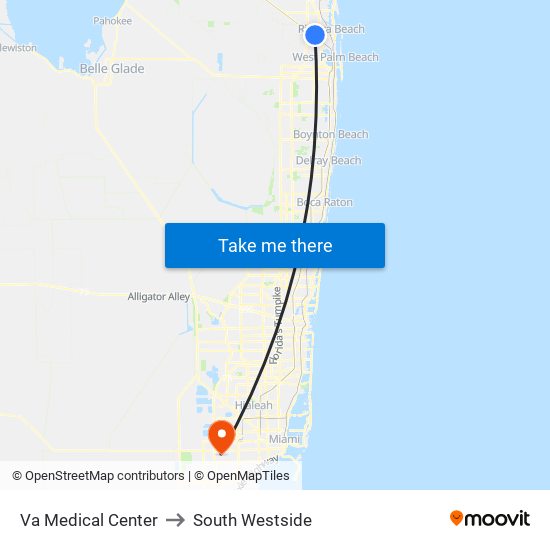 VA MEDICAL CENTER to South Westside map