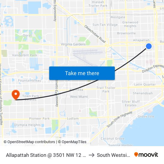 Allapattah Station @ 3501 NW 12 Av to South Westside map