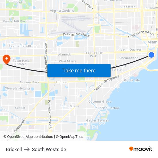 Brickell to South Westside map