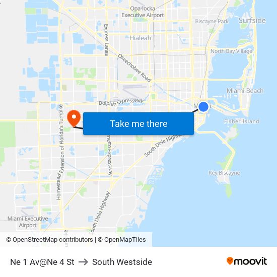 Ne 1 Av@Ne 4 St to South Westside map