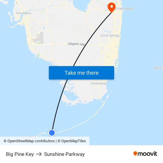 Big Pine Key to Sunshine Parkway map