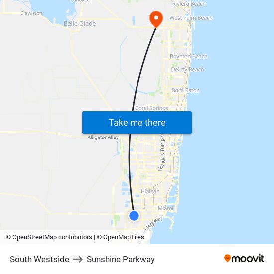 South Westside to Sunshine Parkway map