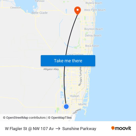 W Flagler St @ NW 107 Av to Sunshine Parkway map