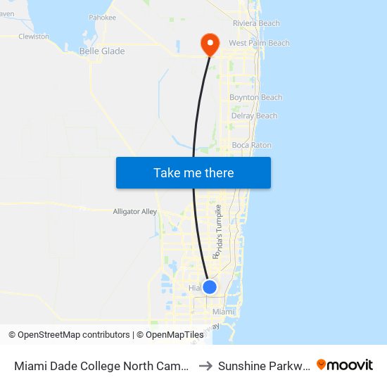 Miami Dade College North Campus to Sunshine Parkway map