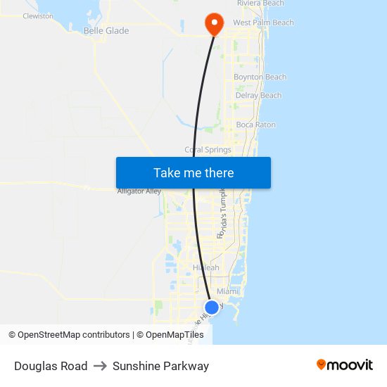 Douglas Road to Sunshine Parkway map