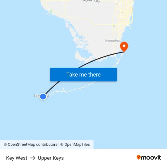 Key West to Upper Keys map