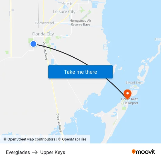 Everglades to Upper Keys map