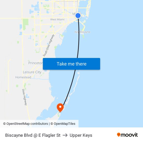 Biscayne Blvd @ E Flagler St to Upper Keys map