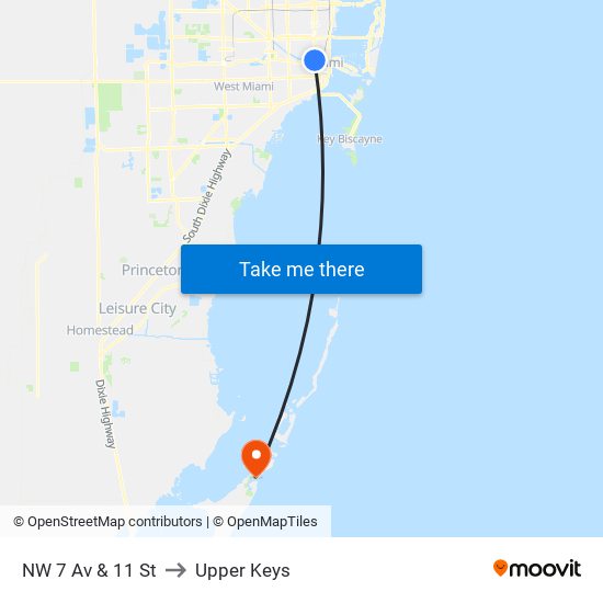 NW 7 Av & 11 St to Upper Keys map