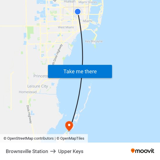 Brownsville Station to Upper Keys map