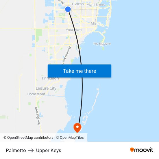 Palmetto to Upper Keys map