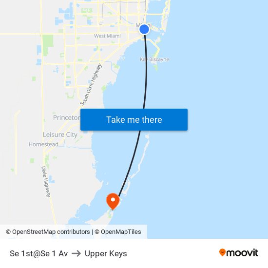 Se 1st@Se 1 Av to Upper Keys map