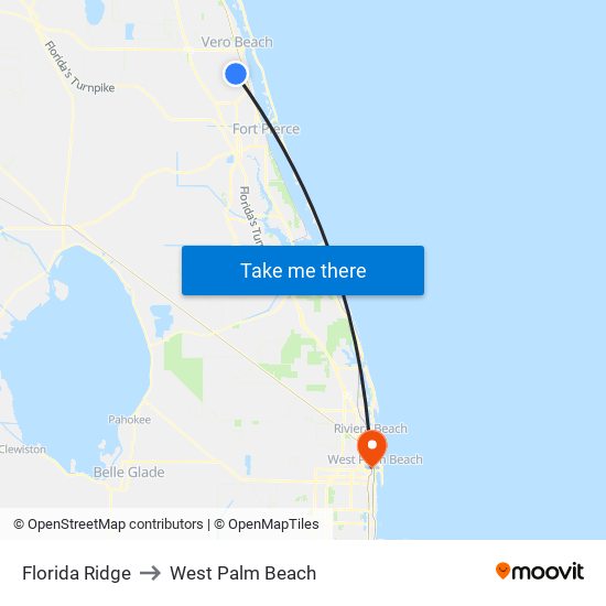 Florida Ridge to West Palm Beach map