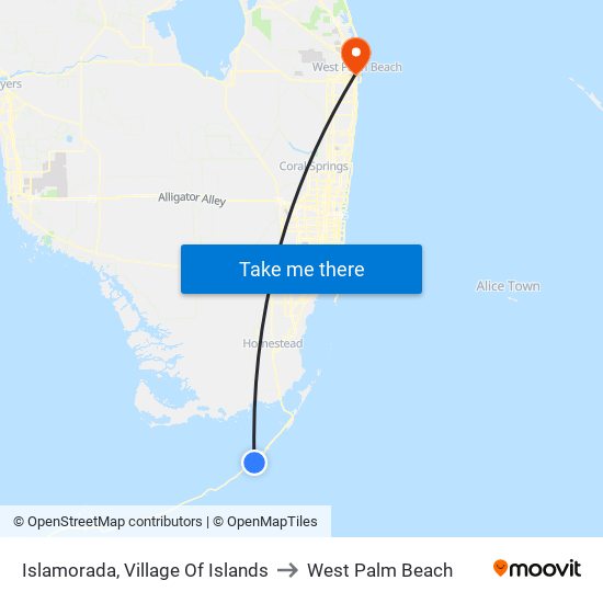 Islamorada, Village Of Islands to West Palm Beach map