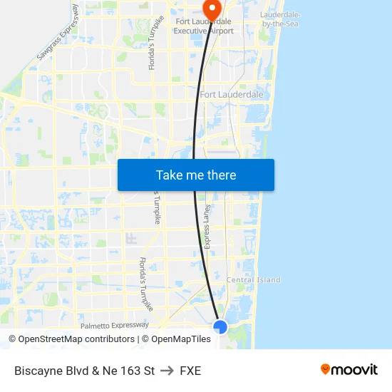 Biscayne Blvd & Ne 163 St to FXE map