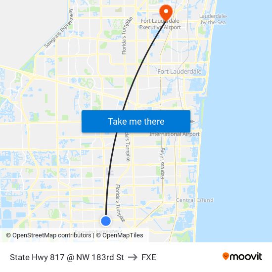 State Hwy 817 @ NW 183rd St to FXE map