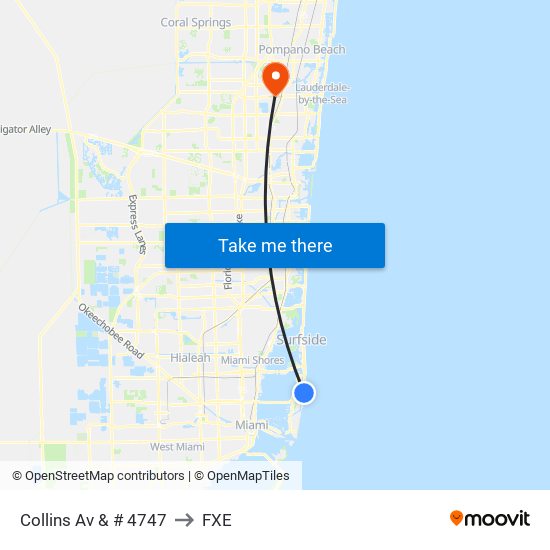 Collins Av & # 4747 to FXE map