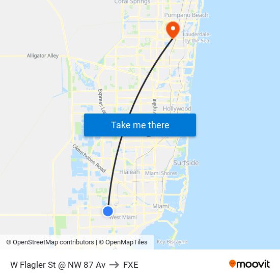 W Flagler St @ NW 87 Av to FXE map
