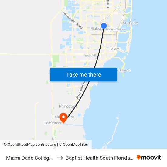 Miami Dade College North Campus to Baptist Health South Florida Homestead Hospital map