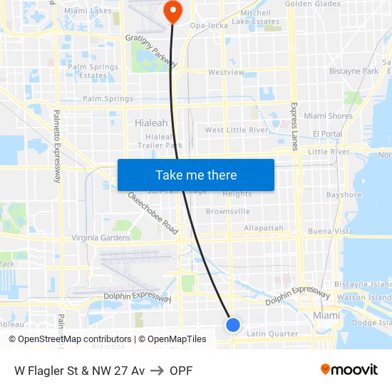 W Flagler St & NW 27 Av to OPF map