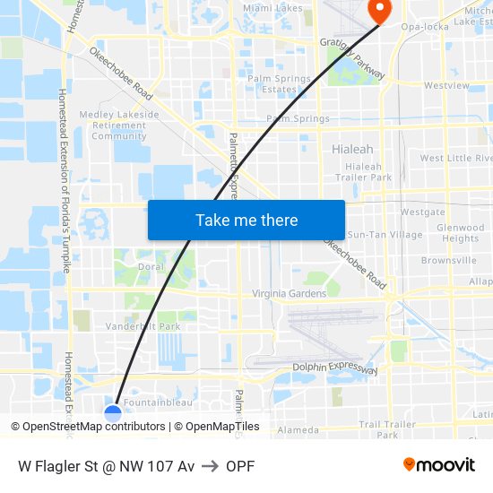 W Flagler St @ NW 107 Av to OPF map