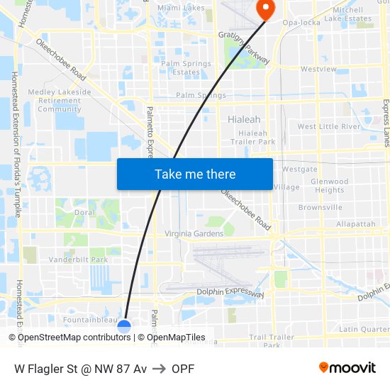 W Flagler St @ NW 87 Av to OPF map