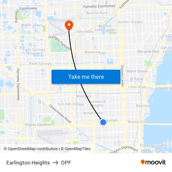 Earlington Heights to OPF map